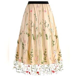 NWOT Vintage Look Skirt with Floral Embroidered Lace Overlay
